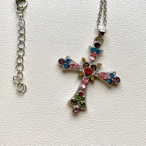 Elegant Multicolor Cross Pendant Necklace